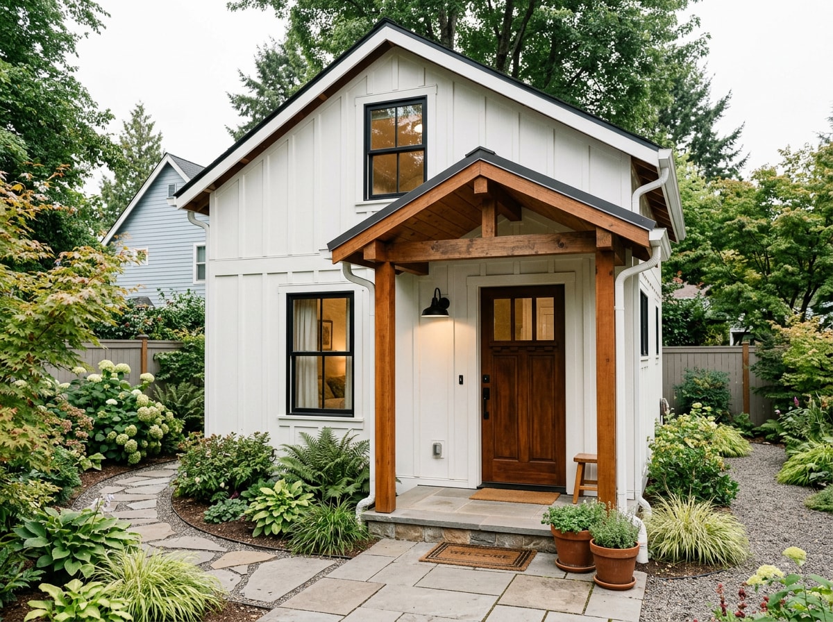 Private guest suite ADU with separate entrance and small porch