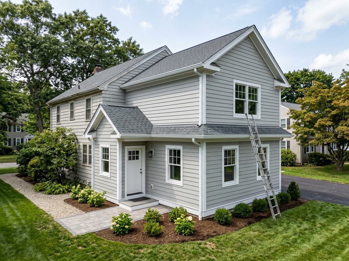 Completed residential addition in Apex, NC with new siding and roofing during final walkthrough