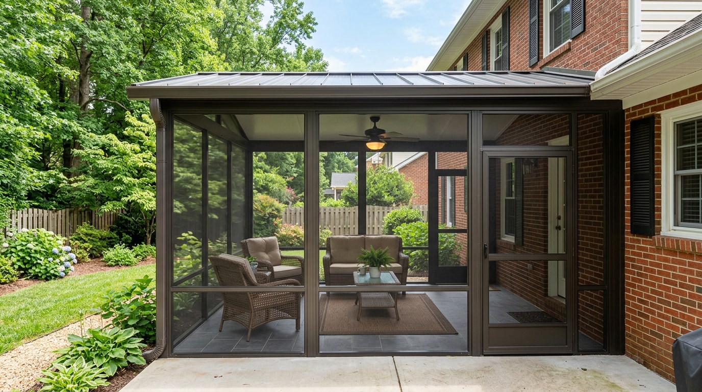 Screen room enclosure attached to a home in Durham, NC