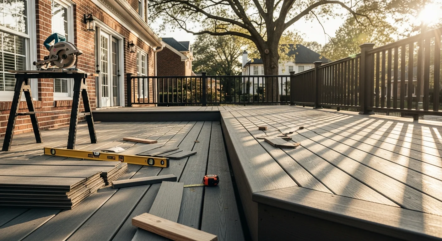 New composite deck and screened porch on residential home in Apex NC